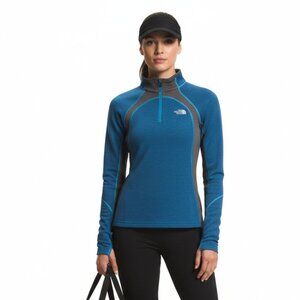 The North Face Blue & Gray Long Sleeve Quarter Zip Athletic Sport Top S
